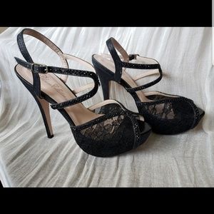 Sparkly Lace Black De Blossom Collection Platforms